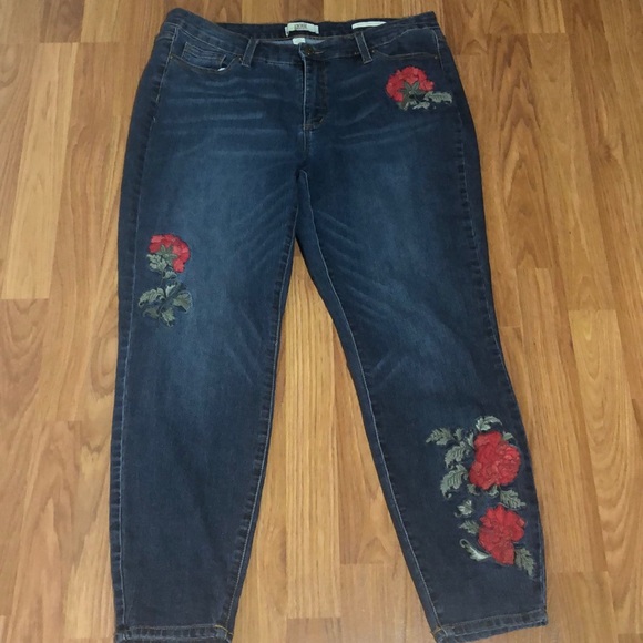 Vintage America Denim - Vintage America Embroidered Boho Skinny Ankle Jeans Sz 14